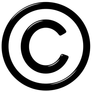 3d copyright symbol isolated in white