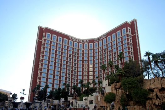 An exterior shot of Treasure Island hotel and casino in Las Vegas