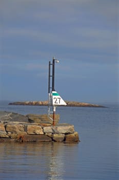 A light signal at the end of a pier