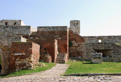 walls of ancient fortress Kalemegdan in Belgrade, Serbia