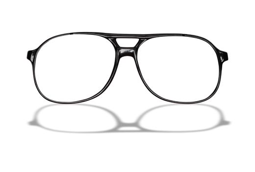 Black eyeglasses isolated on white background with clipping path