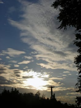 A landscape of hills, fields and sky