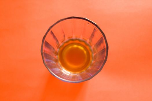 View from above of a glass with a liquor