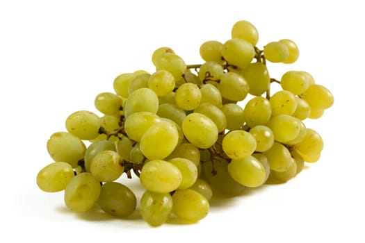 Bunch of green grapes isolated on white background. Clipping path included