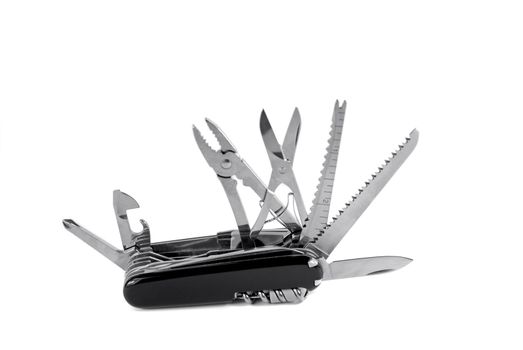 Swiss army knife on isolated white background