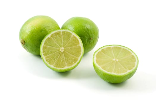 sliced limes, shot on white