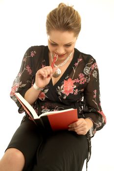 lovely girl with red diary book