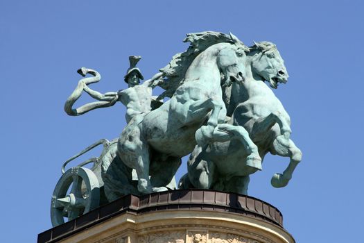 hungarian kings monument at the heroes' square in hungarian capital of budapest