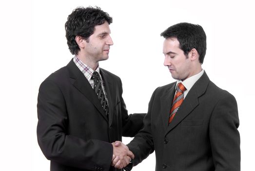 businessmen shaking hands - isolated over a white background