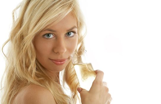 pretty blond with glass of champagne