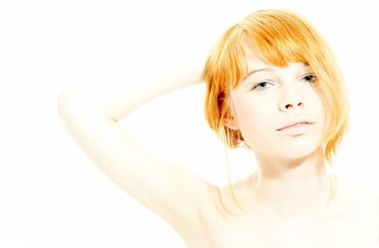 hi-key portrait of lovely redhead