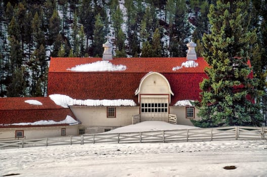 A traditional rural American Icon, the classic Country Barn as pictured here in Colorado during winter snow