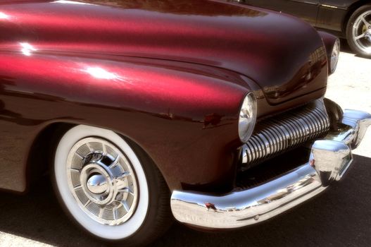 A classic red  custom 50s America car 