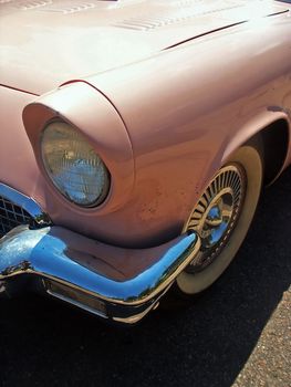 A classic 50s pink American car