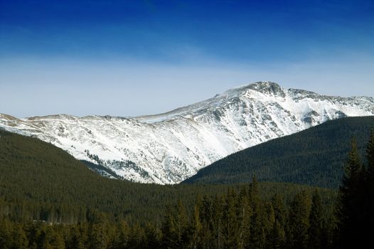 Snow covered Colorado Rockies along Berthoud Pass