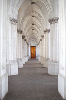 corridor of columns in the church