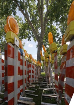 Colourful signs in a row