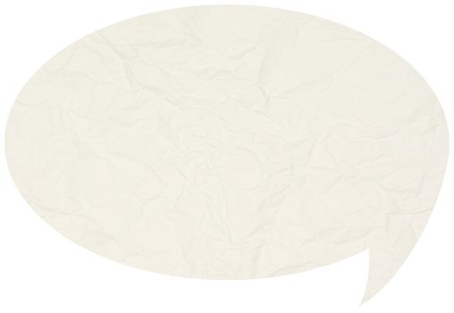 Crumpled comic speech bubble isolated in white