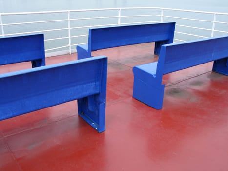 blue benches