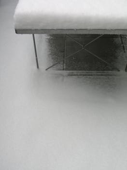 white snow on a table