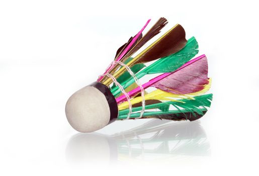 Colorful shuttlecock isolated on white background