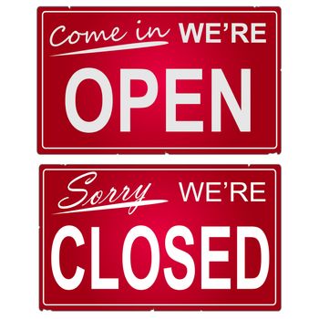 Image of "open" and "closed" business signs.