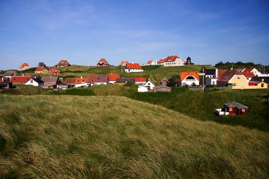 Idyllic houses in Loenstrup, Northern Jutland, Denmark. Summer.