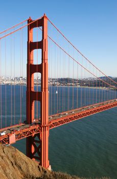 Detail of Golden Gate Bridge in San Francisco California on a sunny afternoon