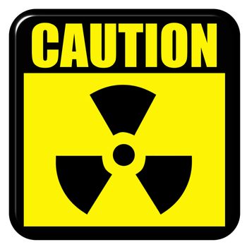 3d caution radioactive sign isolated in white