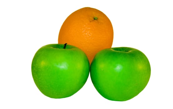 group of orange and two appels isolated over white