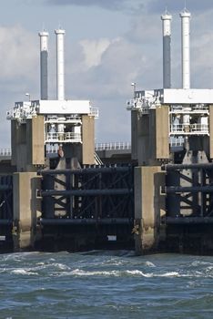 Storm surge barrier in Zeeland, Netherlands. Build after the storm disaster in 1953.