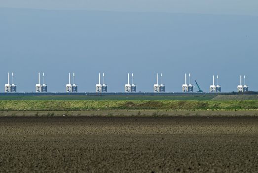 Storm surge barrier in Zeeland, Netherlands. Build after the storm disaster in 1953.