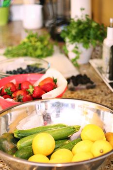 fruits & veggies on counter