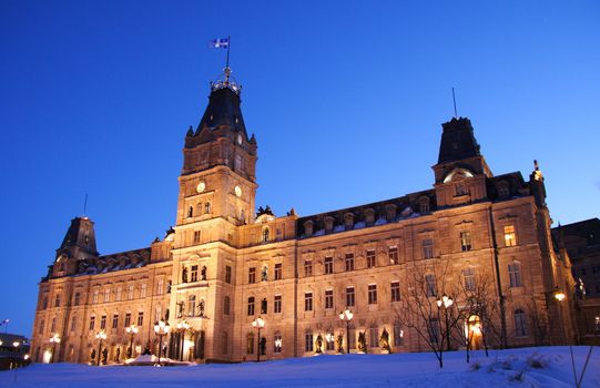 Quebec parliament building (H�tel du Parlement) in winter Quebec city.
