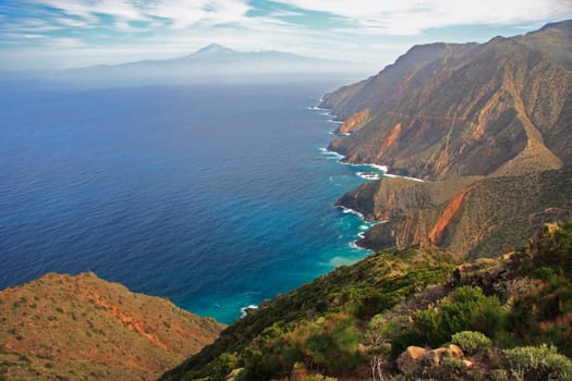 Island landscape. Tenerife seen from Gomera, Spain. 