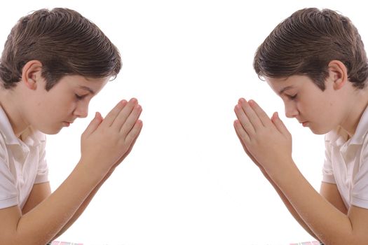 Twin brothers praying