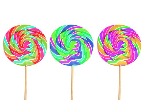 Three lollipops isolated on white