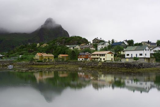 The Norwegian village Svolvaer on Lofoten Islands