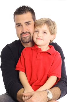 father and son isolated on white