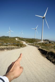 wind turbines black and white