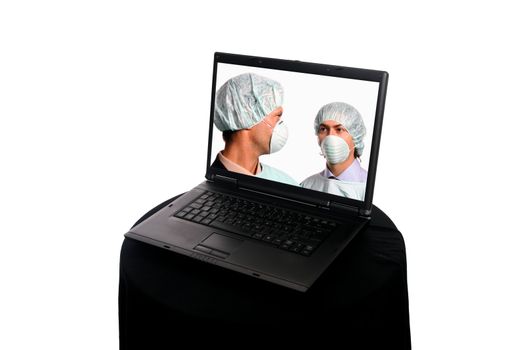 Portable Pc over white background