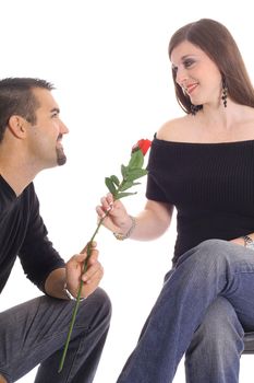 couple in love sharing a rose