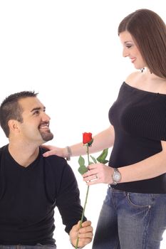 woman receiving a rose