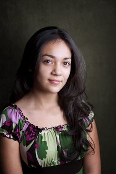 Portrait of pretty brunette Hispanic young woman