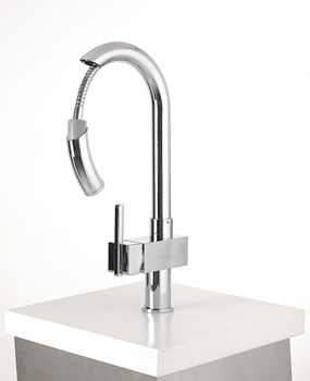 modrn dsign water faucet tap over white