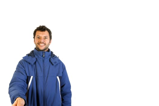 casual young man portrait over white background