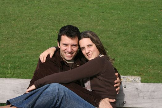 casual young couple in the park