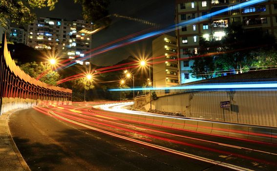 car light in city at night