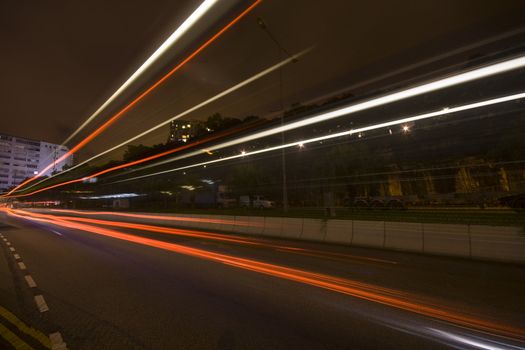 Traffic on the move at night