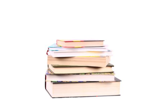 group of books looking like pyramid isolated over white
